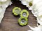*12* 12mm Opaque Chartreuse Picasso Luster Hawaiian Flower Beads